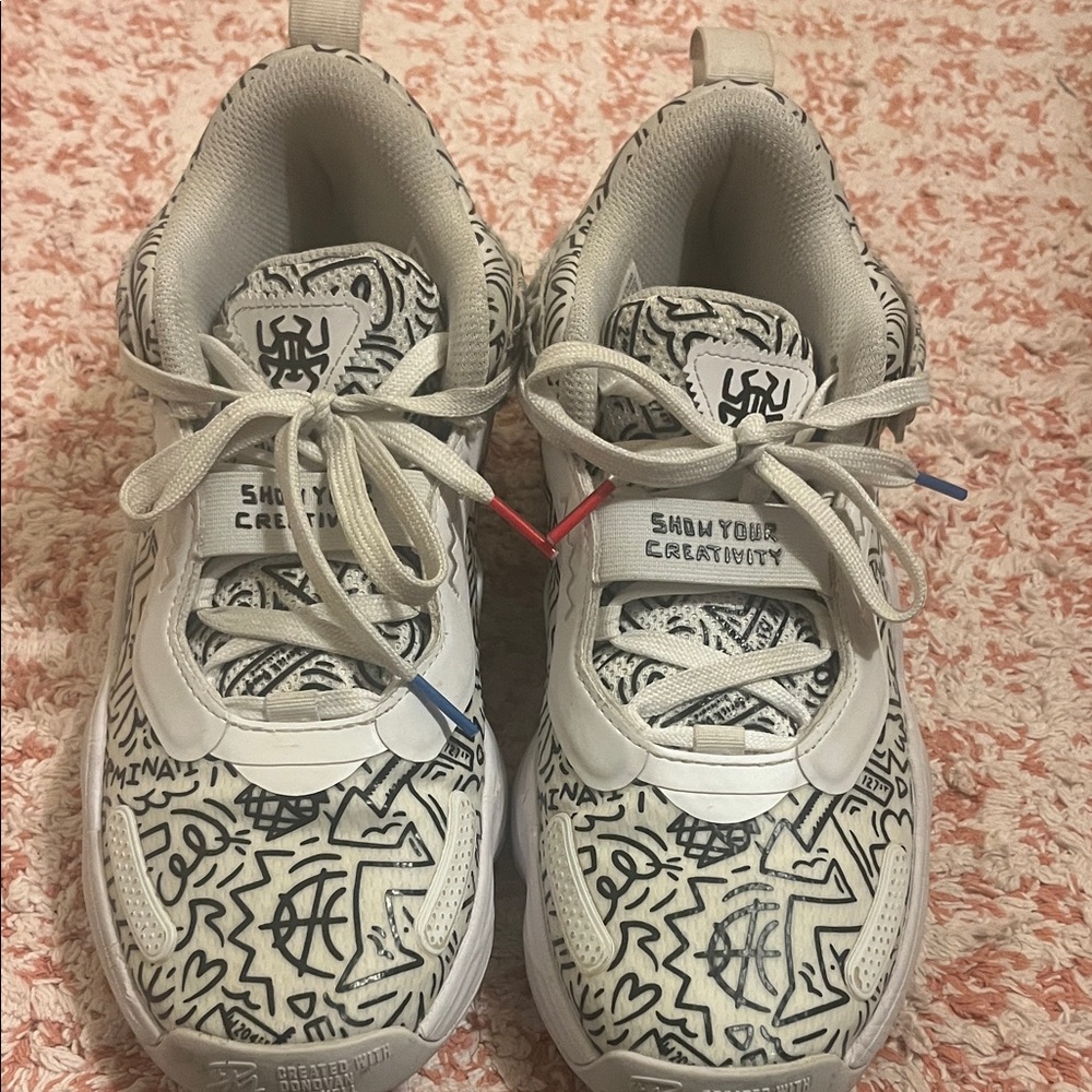 Kids White and Black Patterned Shoes